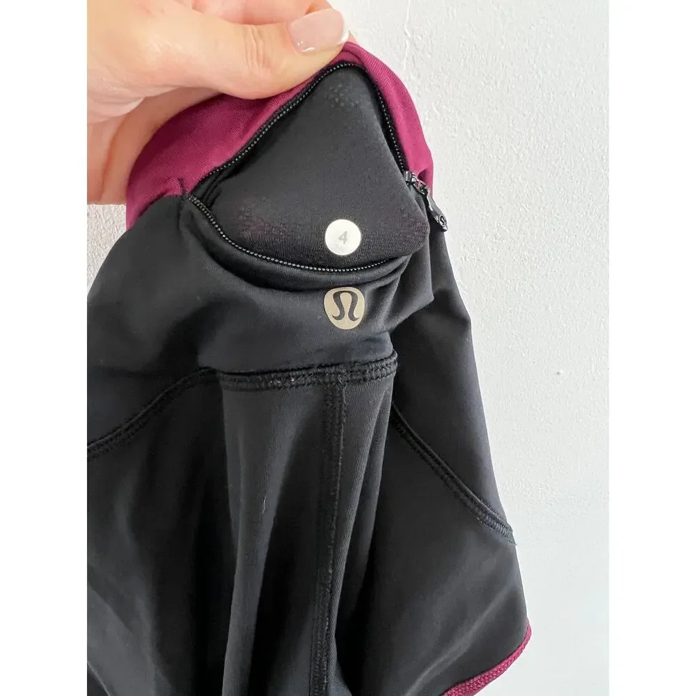LULULEMON Burgundy Black High Waist Women's Athletic Leggings Size 4